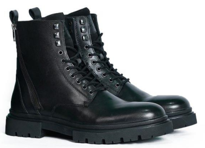 Men’s Black Leather Lace-Up Combat Boots