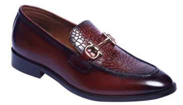 Men’s Brown Textured Leather Horsebit Loafers