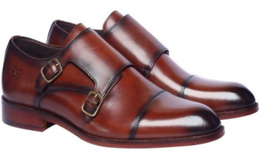 Men’s Dark Tan Leather Double Monk Strap Formal Shoes