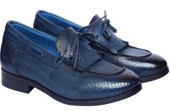 Men’s Navy Blue Textured Leather Formal Loafers