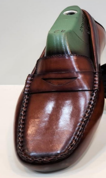 Men’s Tan Leather Moc-Toe Penny Loafers