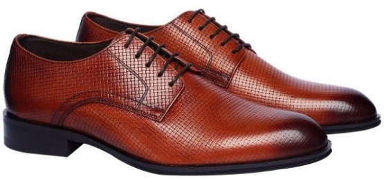 Men’s Tan Textured Leather Lace-Up Formal Shoes